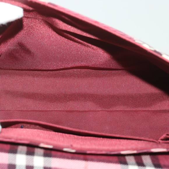 BURBERRY Nova Check Shoulder Bag Nylon Red Auth ti917 - Picture 11 of 16